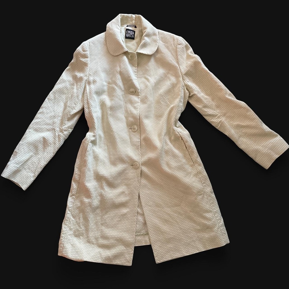 Cinzia Rocca Made in Italy White & Yellow stitching trench coat